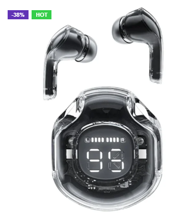 T8 Crystal Wireless Earphones - Transparent (Air 39) - RashidExpress